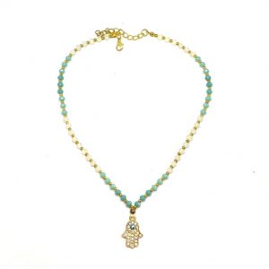 Collar Cristal Energía Protectora Hamsa